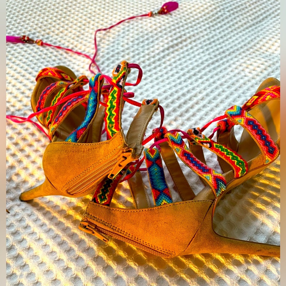 Friendship Bracelet Heels from Express. Size 6